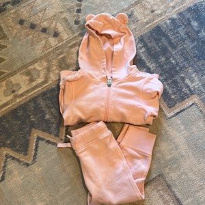 EUC Hanna Andersson Organic Pink Sweatsuit set 2T